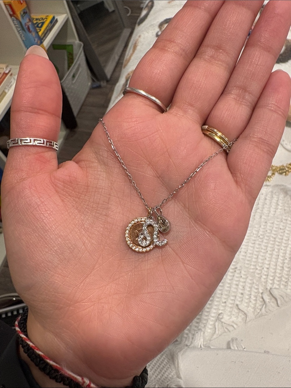 Silver Crystal SWAROFSKI Pendant Necklace - Double Circle Design